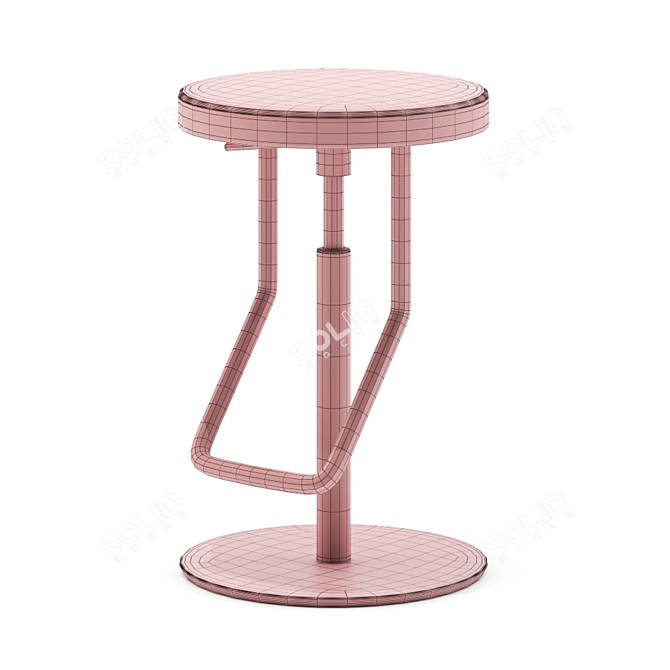 Height-Adjustable Thonet Stool: Stylish and Ergonomic 3D model image 4