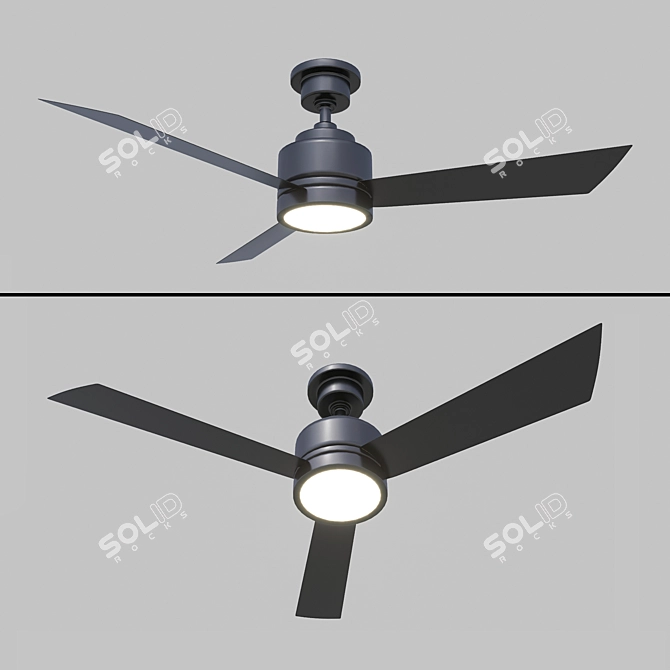 Sleek Black Ceiling Fan 3D model image 3