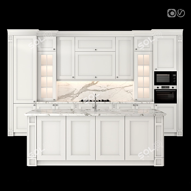 Classic Kitchen Island Set 3D model image 1