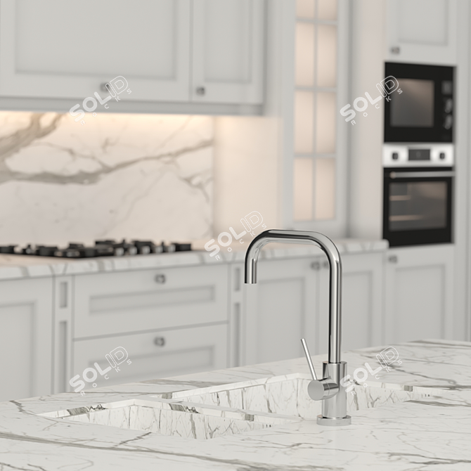 Classic Kitchen Island Set 3D model image 2