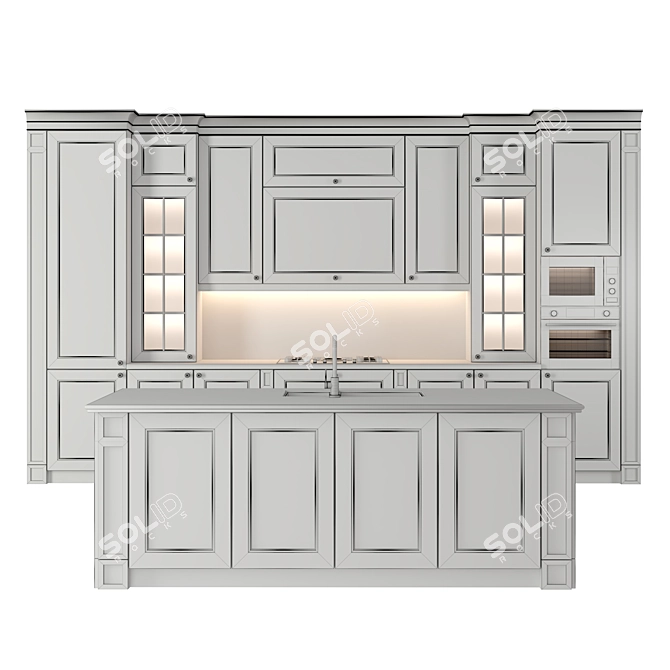 Classic Kitchen Island Set 3D model image 5