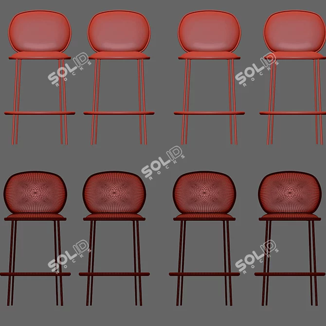 Modern Steel Wire Bar Stool 3D model image 1