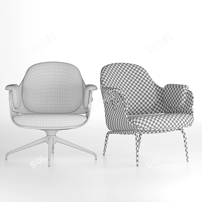 Barcelona Design Low Lounger Chair: Sleek and Swivel 3D model image 4