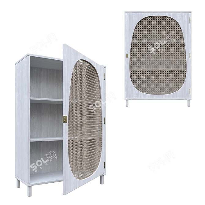HK Living Webbed Single Door Cabinet 3D model image 2