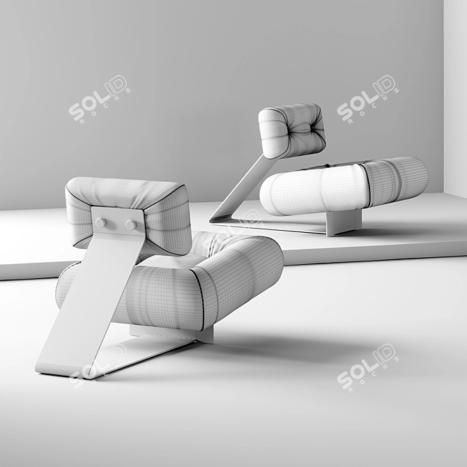 Title: Niemeyer Aran Lounge Chair 1975 3D model image 2