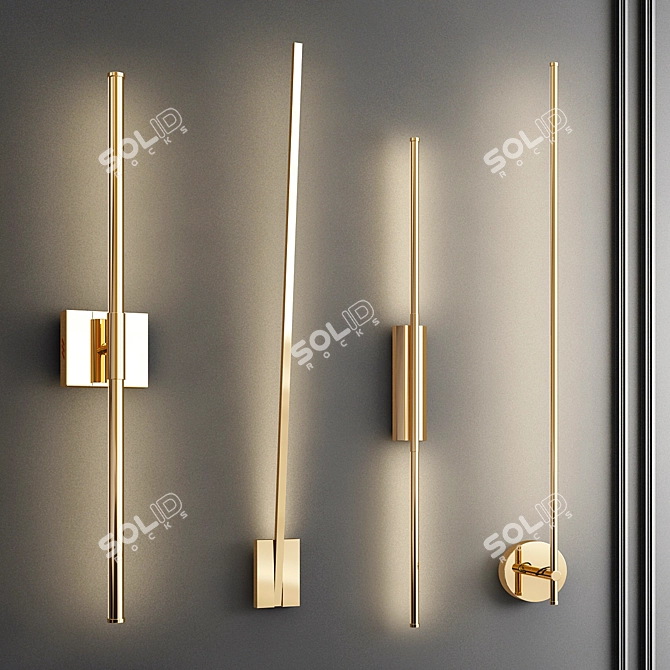 Elegant Set of Four Wall Lights 3D model image 1