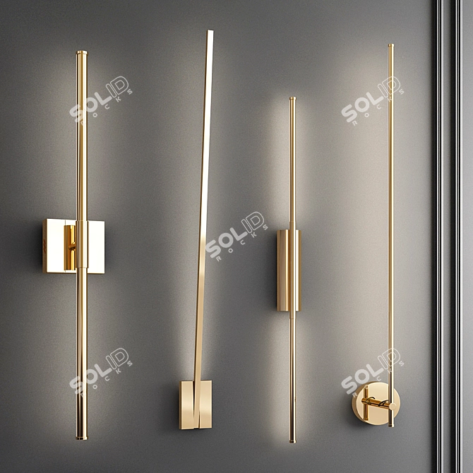 Elegant Set of Four Wall Lights 3D model image 2