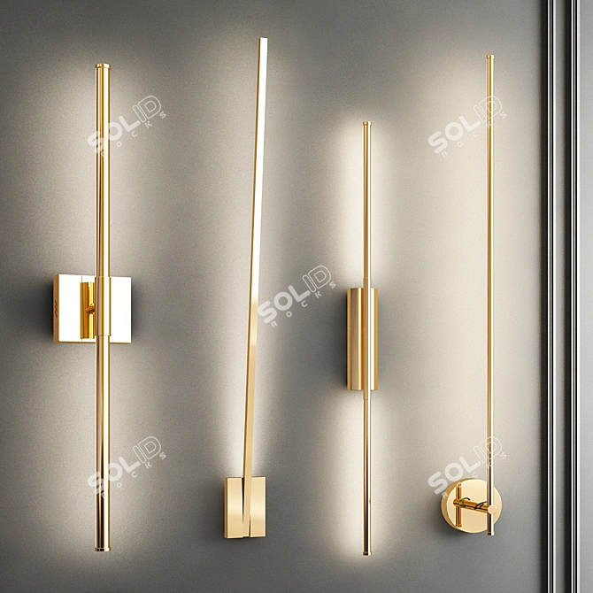 Elegant Set of Four Wall Lights 3D model image 4