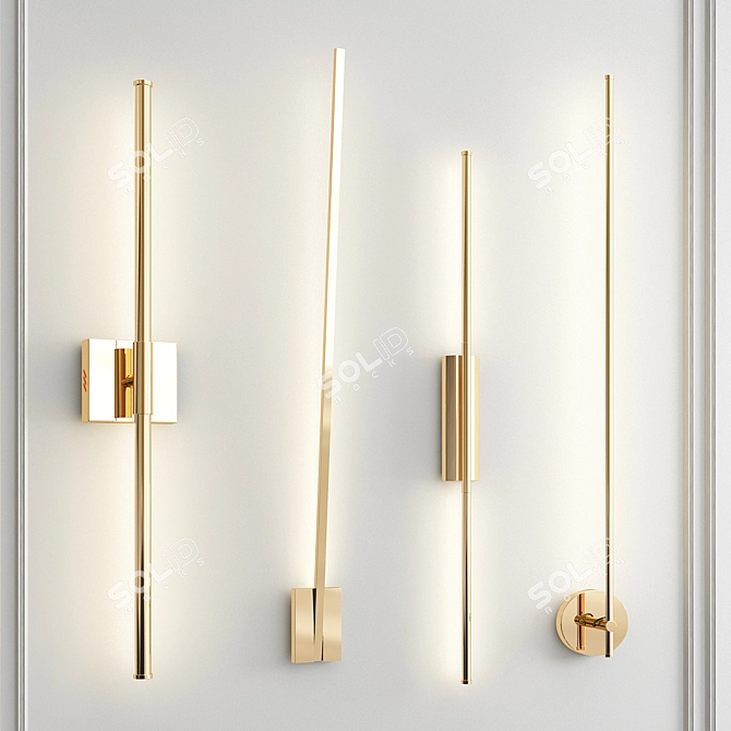 Elegant Set of Four Wall Lights 3D model image 5