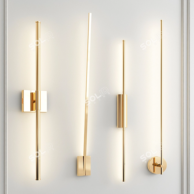 Elegant Set of Four Wall Lights 3D model image 6