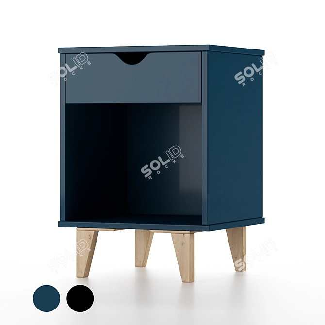 Sleek Nightstand with Drawer 3D model image 1