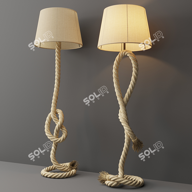 Rustic Rope Floor Lamp 3D model image 2