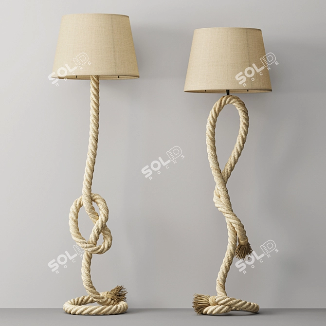 Rustic Rope Floor Lamp 3D model image 3