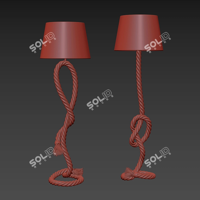 Rustic Rope Floor Lamp 3D model image 5