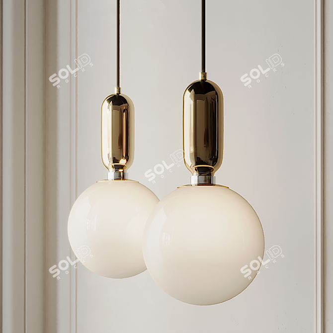 Sleek Glass Ball Pendant Lights 3D model image 3