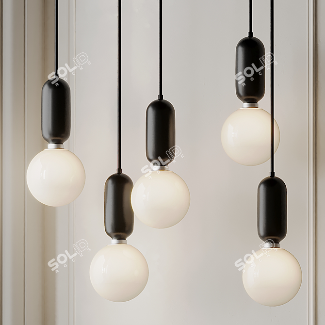 Sleek Glass Ball Pendant Lights 3D model image 4