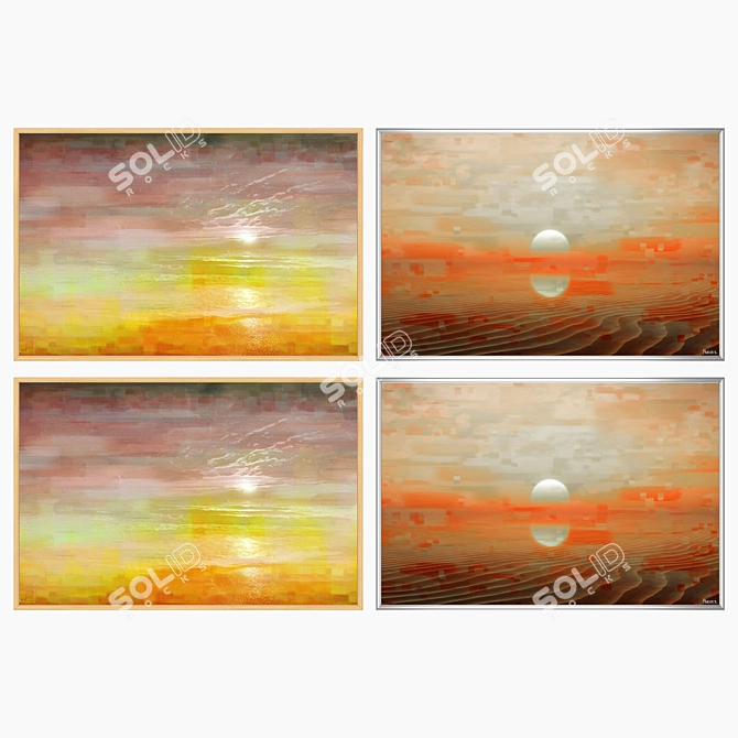 Modern Art Collection: Set of 2 Wall Paintings 3D model image 3