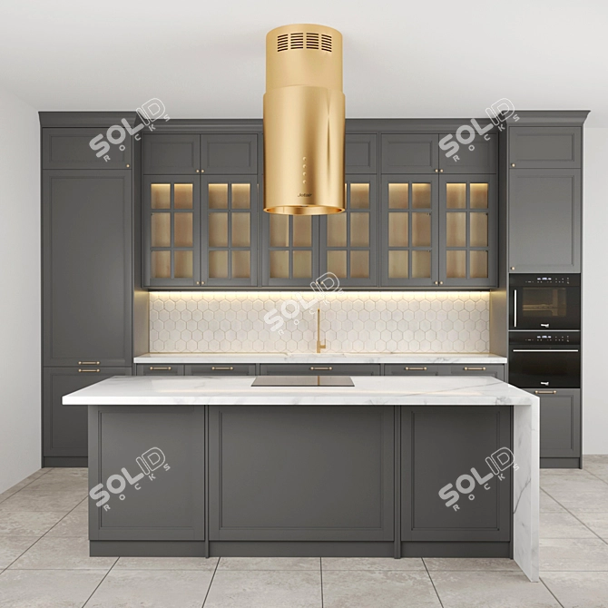 Modern Gray Kitchen Island 3D model image 1