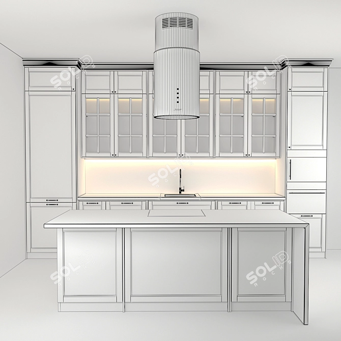 Modern Gray Kitchen Island 3D model image 5