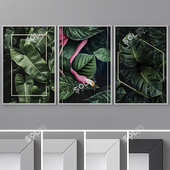 Versatile Set of 4 Photo Frames 3D model image 1