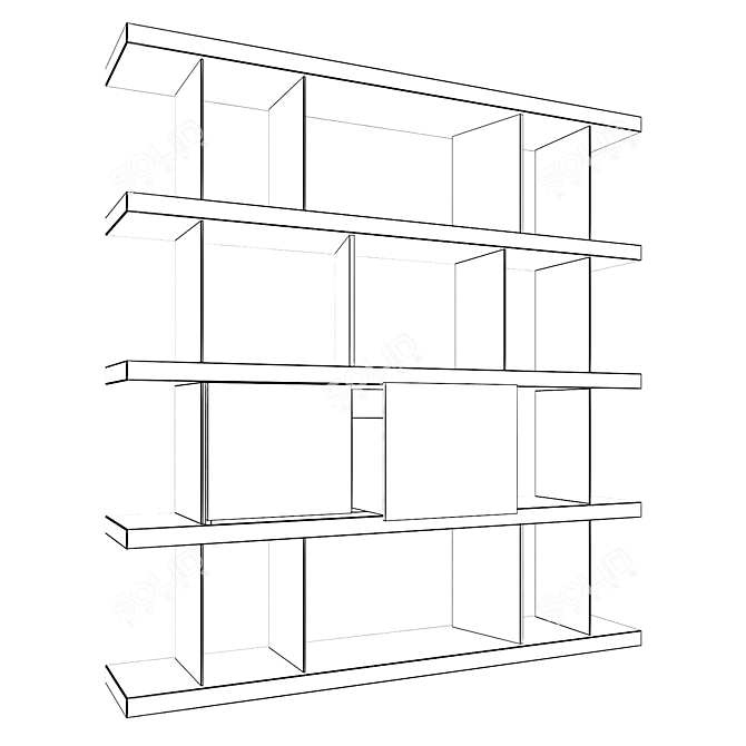 Elegant Walnut Shelving With Drawers 3D model image 3