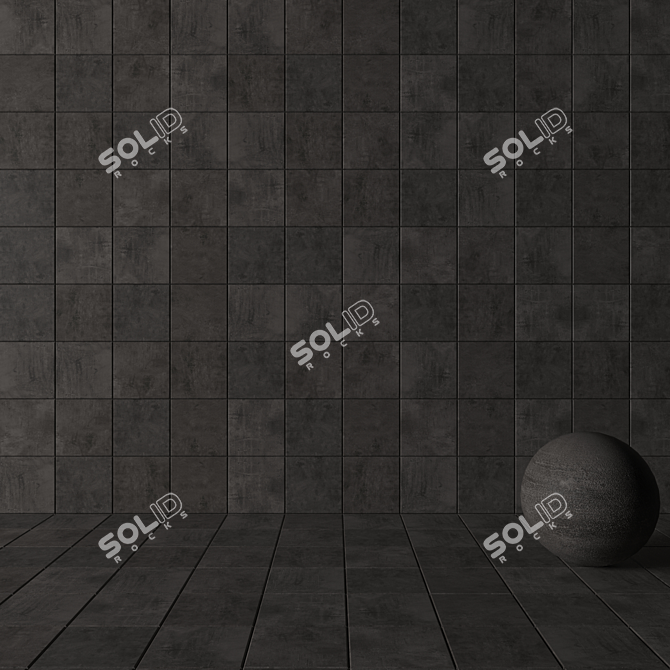 Ares Black Concrete Wall Tiles - Set of 1 3D model image 3