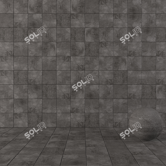 BLACK ARES Concrete Wall Tiles 3D model image 1