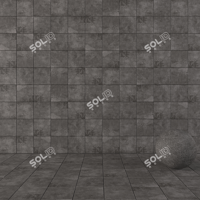 Black Ares Concrete Wall Tiles (Set of 3) 3D model image 1