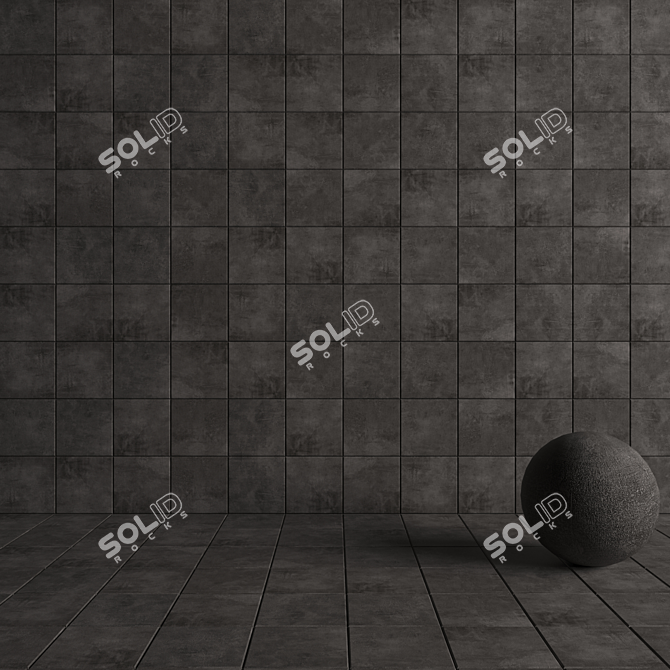 Black Ares Concrete Wall Tiles (Set of 3) 3D model image 4