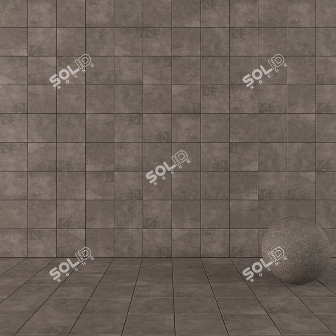 Ares Brown Concrete Wall Tiles Set 3D model image 1