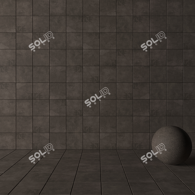 Ares Brown Concrete Wall Tiles Set 3D model image 3