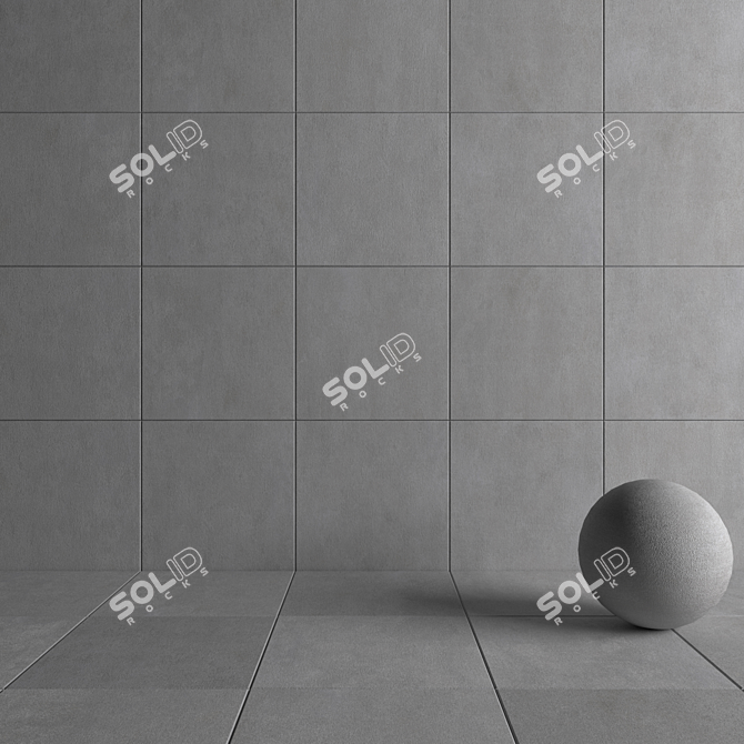Savoy Gray Concrete Wall Tiles: Modern Multi-Texture Collection 3D model image 4