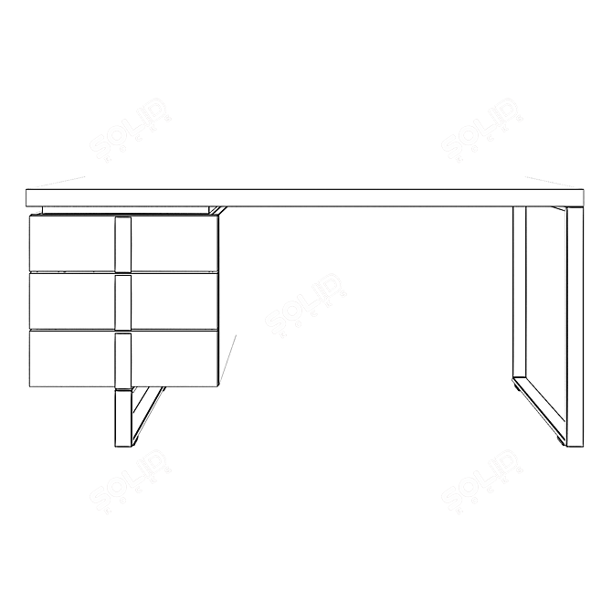 Angel Cerda Writing Desk with Three Drawers 3D model image 3