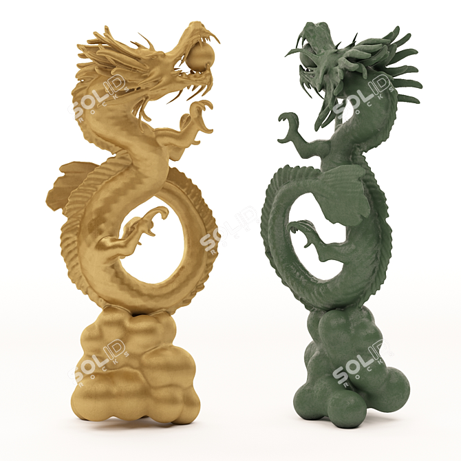 Majestic Dragon Sculpture 3D model image 1