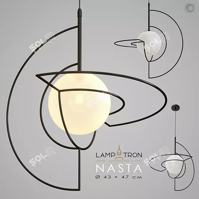 Title: Sleek Black Pendant Lamp - NASTA 3D model image 1