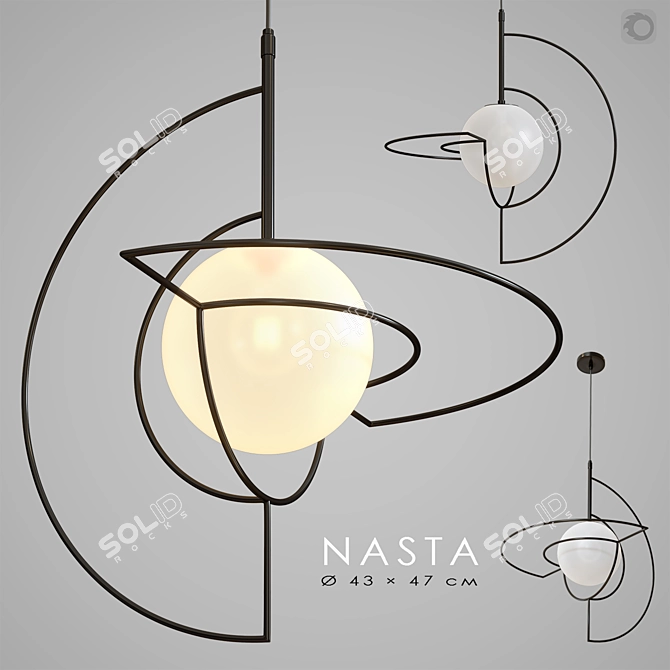 Title: Sleek Black Pendant Lamp - NASTA 3D model image 3