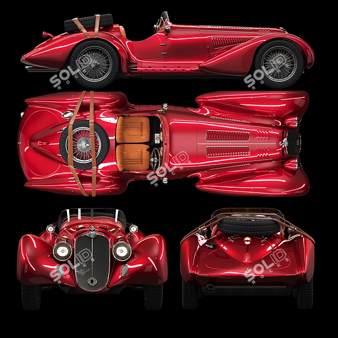 Vintage Alfa Romeo Roadster 3D model image 3