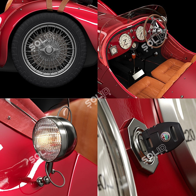 Vintage Alfa Romeo Roadster 3D model image 4