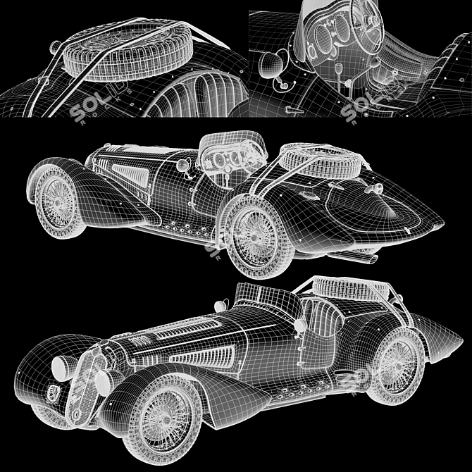 Vintage Alfa Romeo Roadster 3D model image 5
