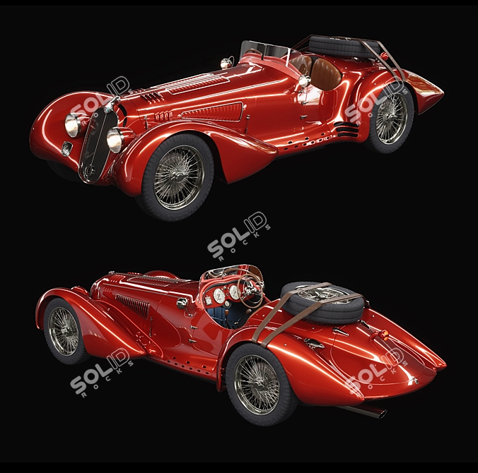 Vintage Alfa Romeo Roadster 3D model image 6