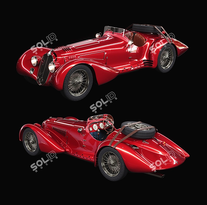 Vintage Alfa Romeo Roadster 3D model image 7