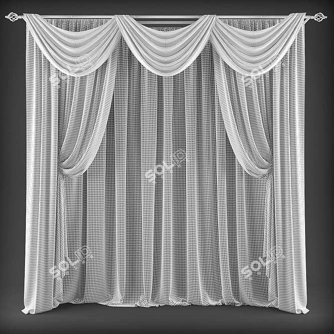 Elegant Silk Curtain Set 3D model image 2