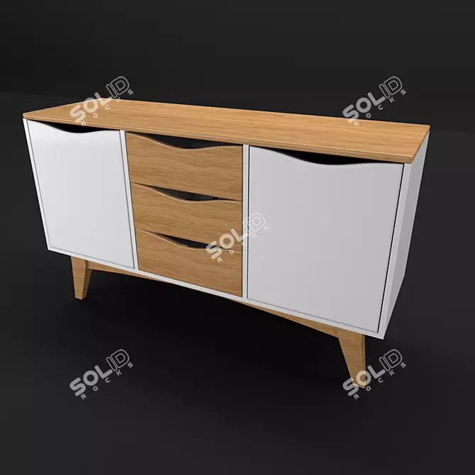 Elegant Wood & Glass Console 3D model image 1