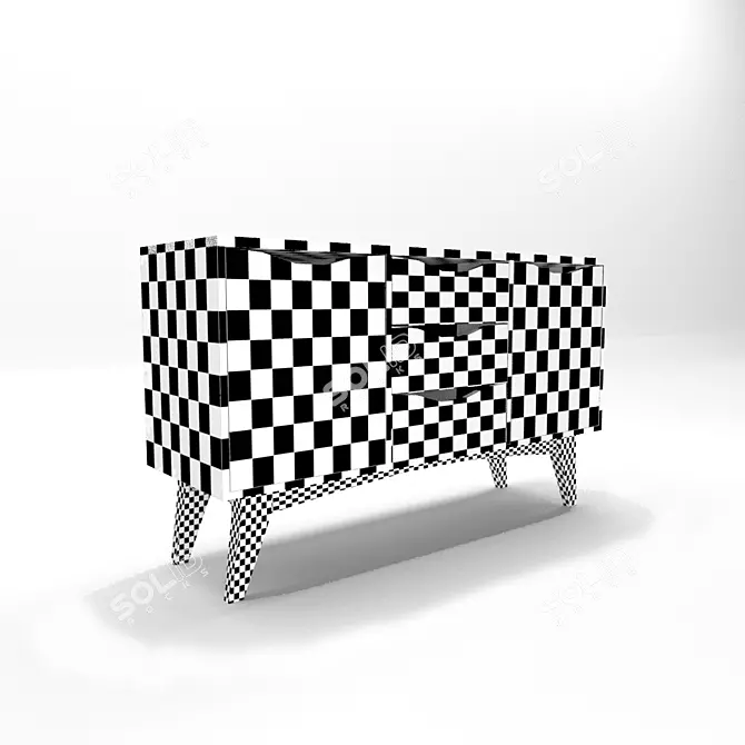 Elegant Wood & Glass Console 3D model image 4