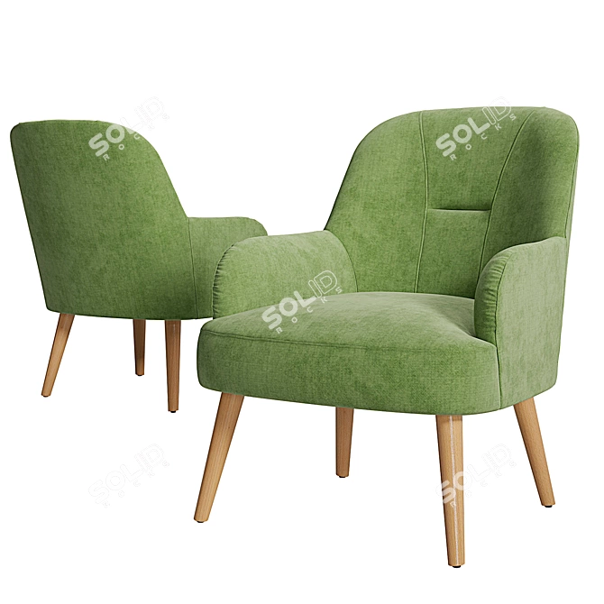 Lido Armchair: Compact, Stylish Seating 3D model image 2