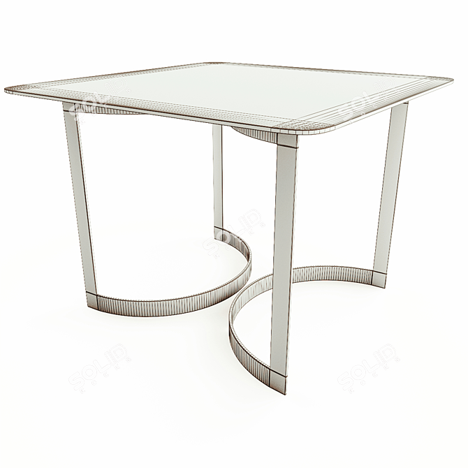 Sleek Chrome & Glass Dining Table 3D model image 4