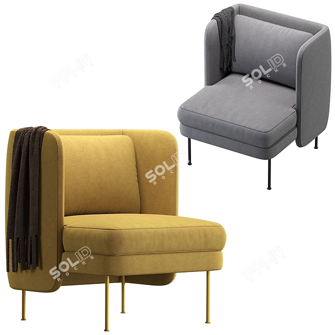 Luxurious Velvet Lounge Armchair 3D model image 1