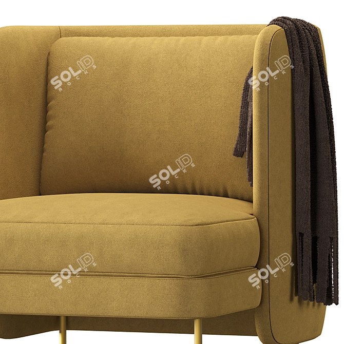 Luxurious Velvet Lounge Armchair 3D model image 4