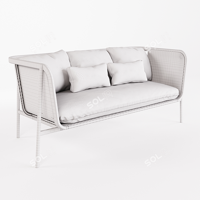 Rattan Cane Sofa: Elegant and Game Ready 3D model image 2