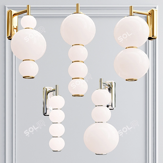 Elegant Pearl Glass Wall Lamp 3D model image 1